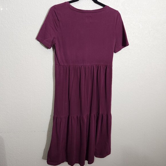 Gap Maternity Dress Womens Small Purple Short Sleeve Tiered Dress Soft Stretch - Picture 3 of 9